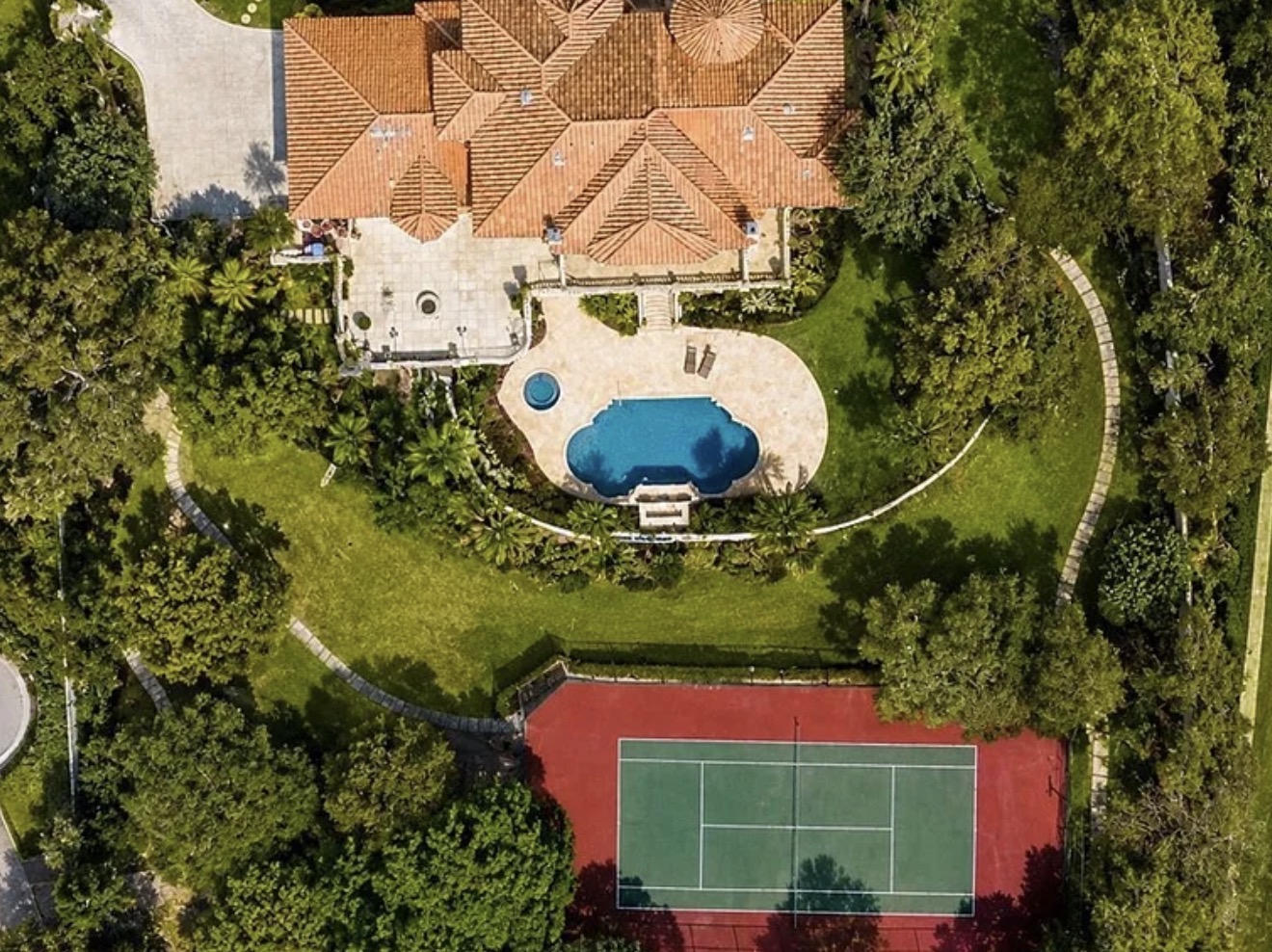 Aerial view of the estate and grounds